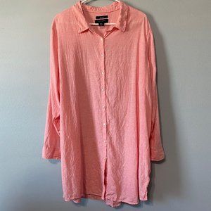 Candy Pink 100% Linen Button Down